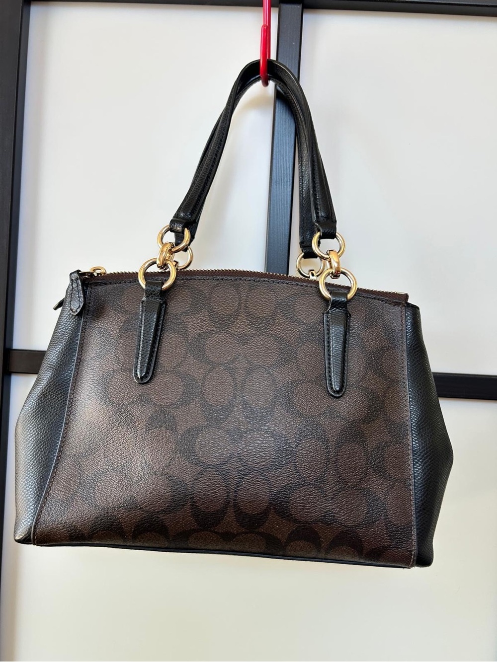 Coach Brown Signature Satchel with Black Trim and Gold Hardware - Picture 2 of 9